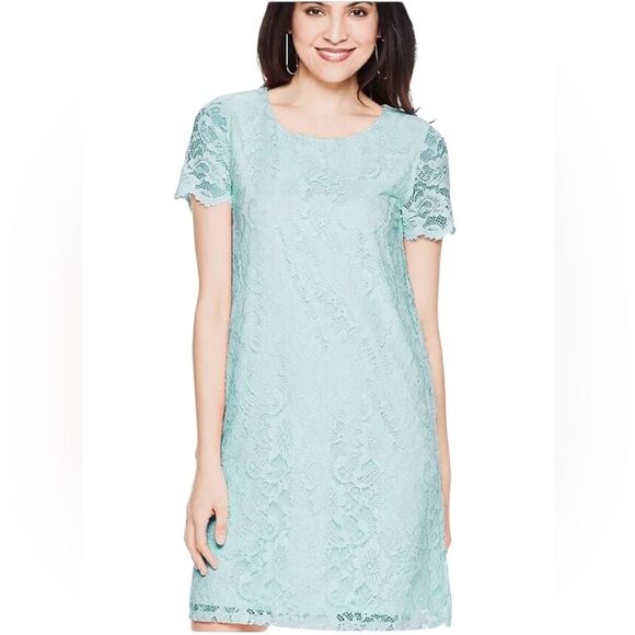 Juicy Couture Lace Shift Dress Blue Lined Womens Size Medium - Picture 1 of 11